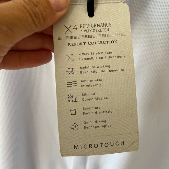 Report Collection Sz M Stretch Woven Dress Shirt Anti Wrinkle Light Blue - Picture 5 of 7